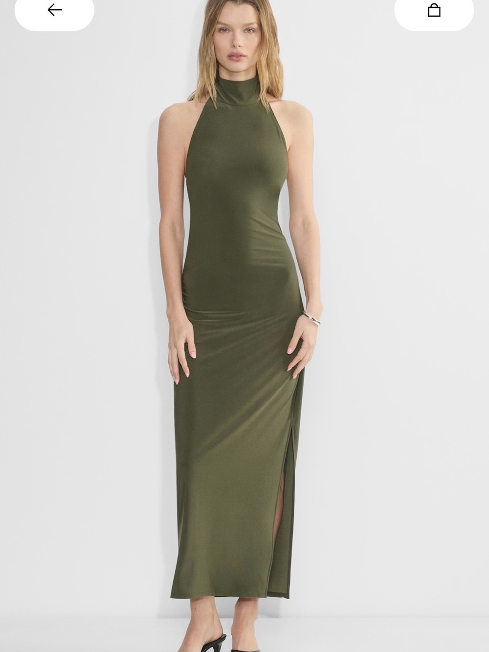 Aritzia Wilfred Smooth Matter Remedy Dress in Olive Green Size XL